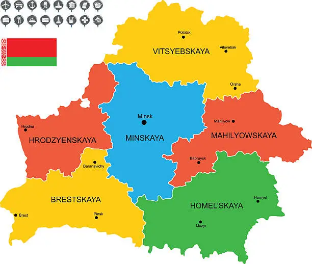 Vector illustration of Detailed Vector Map of Belarus