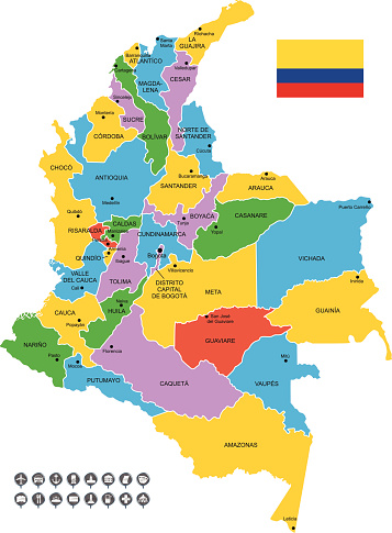 Detailed Vector Map of Colombia. 