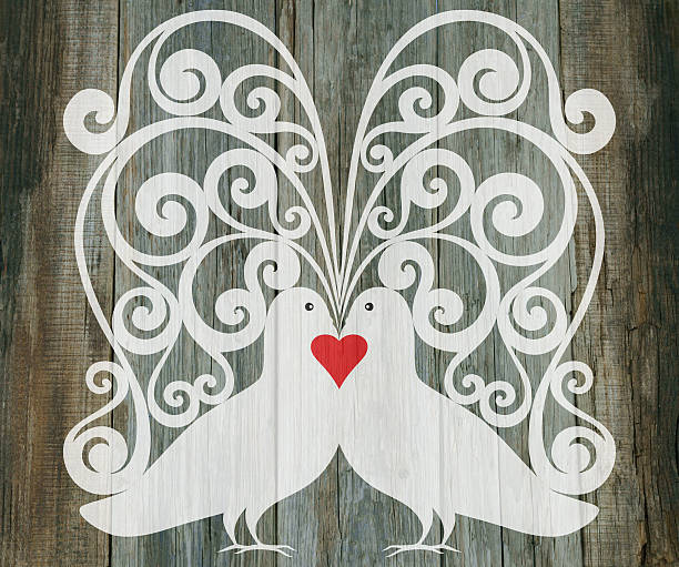 valentine day wedding background doves heart decoration