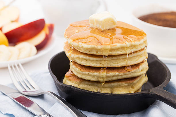 istock Breakfast with pancakes, honey and fruits 533832356