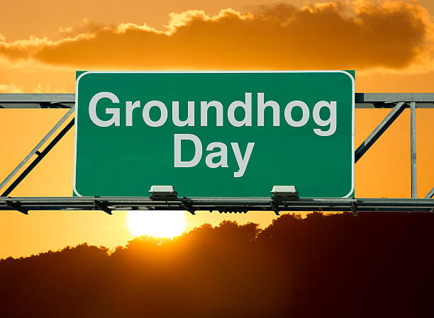 Groundhog Day A road sign concept that says "Groundhog Day." groundhog day stock pictures, royalty-free photos & images