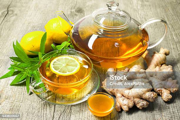 Cup Of Ginger Tea With Honey And Lemon Stock Photo - Download Image Now - 2015, Condiment, Cup