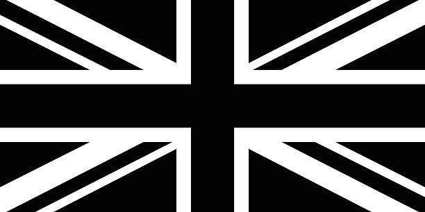 ilustraciones, imágenes clip art, dibujos animados e iconos de stock de blanco y negro bandera británica - british flag vector uk national flag