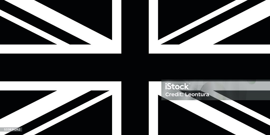 Black and White British Flag Union Jack. British Flag stock vector