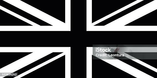 Black And White British Flag Stock Illustration - Download Image Now - British Flag, Black And White, Black Color