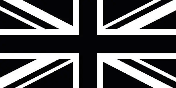 Vector illustration of Black and White British Flag