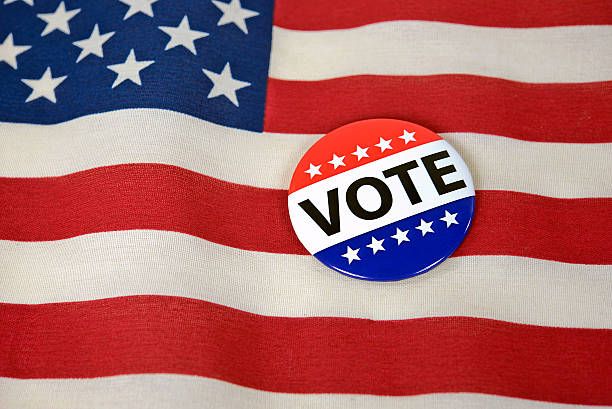 istock patriotic voting pin on flag 533835163