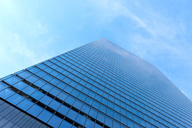istock Skyscrapers from ground view with blue sky visible 533835715