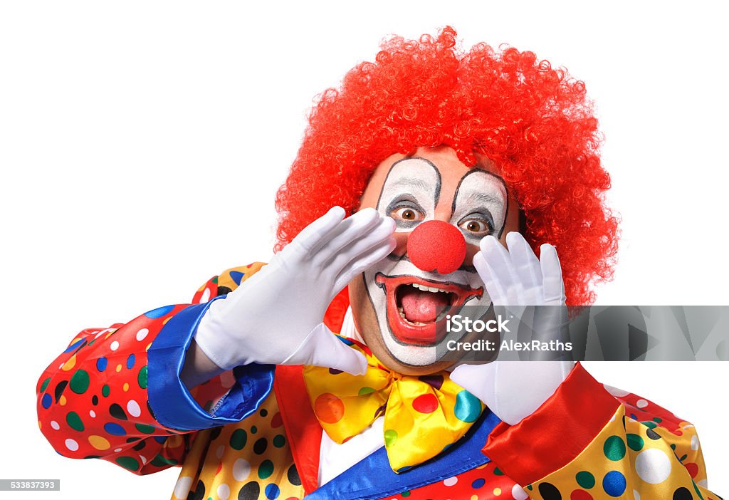 Clown Portrait of a screaming clown isolated on white background Clown Stock Photo
