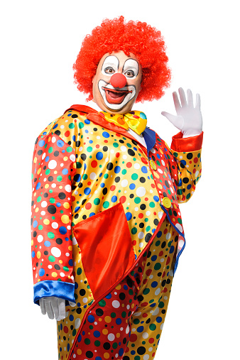 Portrait of a smiling clown isolated on white