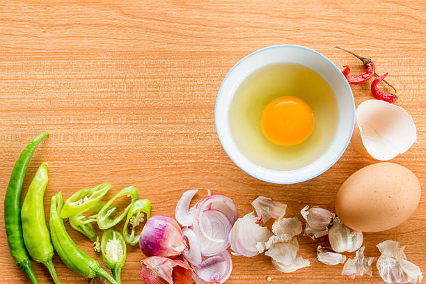 cooking ingredients on wood background