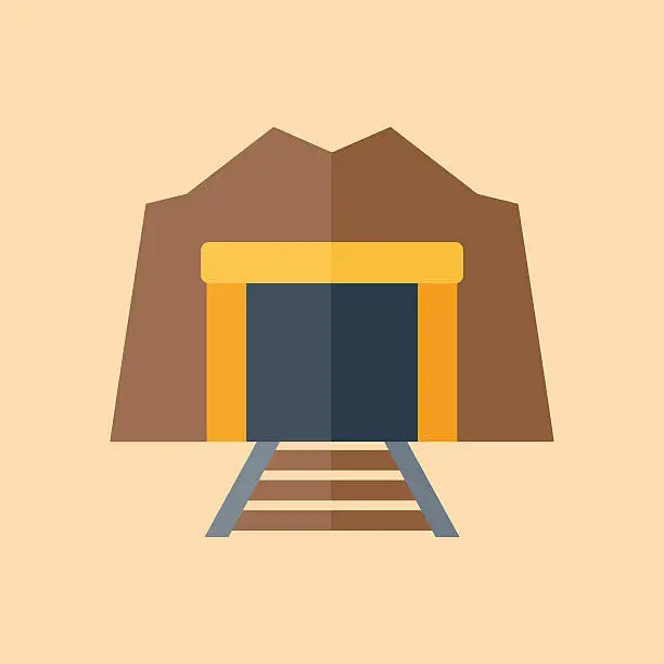 Vector illustration of Vector cartoon flat tunnel and railway