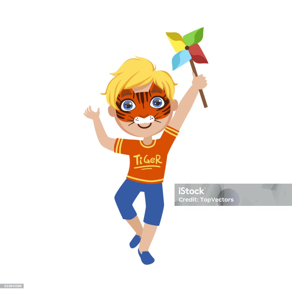 Boy With Tiger Make Up Stock Illustration - Download Image Now - Child,  Face Paint, Vector - iStock