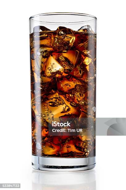 Glass Of Cola With Ice Cubes Isolated With Clipping Path Stock Photo - Download Image Now