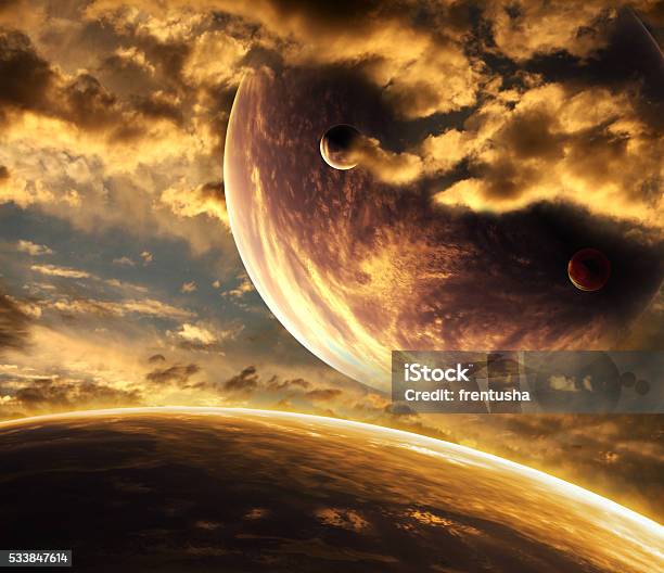 Beautiful Sunset Cloud And Planet Stock Photo - Download Image Now - Cloud - Sky, Cloudscape, Digitally Generated Image