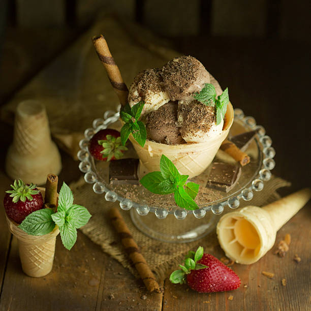 Ice Cream in waffle basket