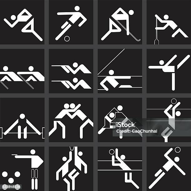 Sports Competition Icons Set Stock Illustration - Download Image Now - Athlete, Basketball - Sport, Black Color