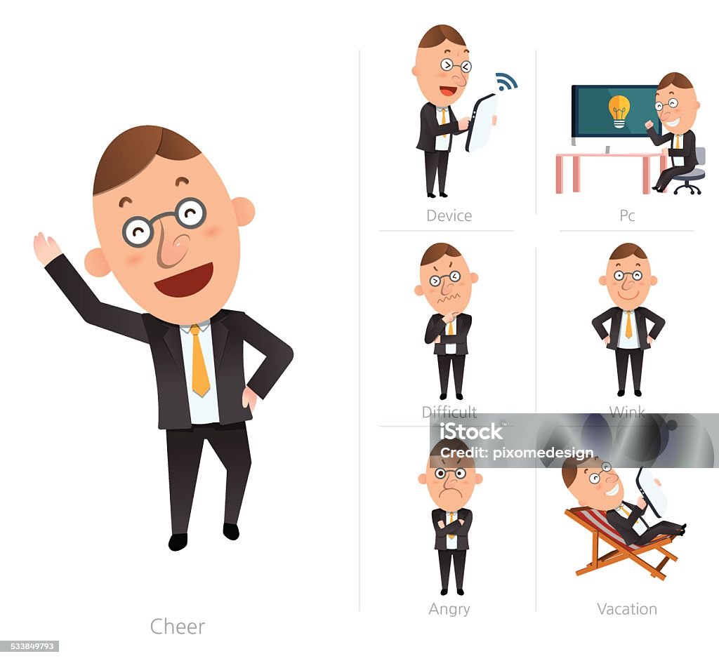 Businessman corporate life flat design 7set-employee 2015 stock vector