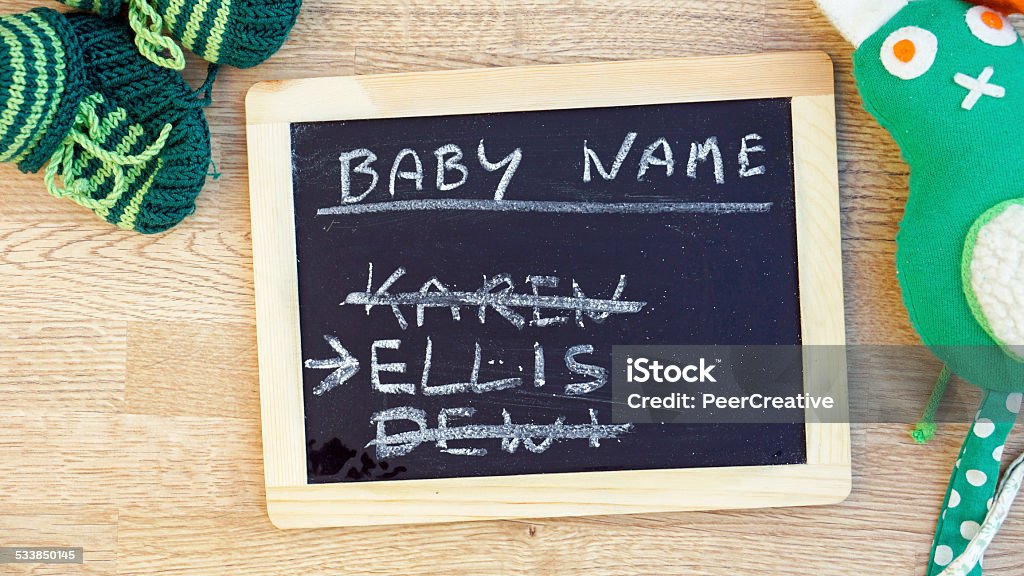 Baby names written Child Stock Photo