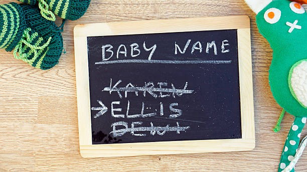 Baby names written stock photo
