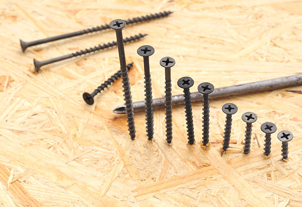 istock Screws screwed in wood. 533850596