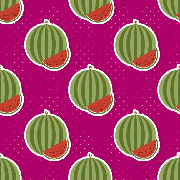 Vector illustration of Watermelon pattern. Seamless texture with ripe watermelons