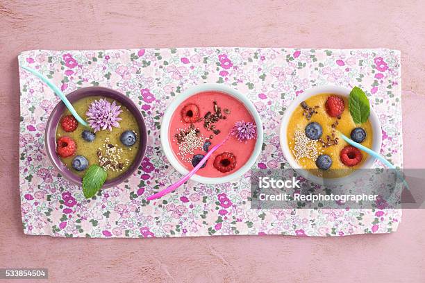 Raspberry Smoothie Bowl Stock Photo - Download Image Now - Antioxidant, Apricot, Berry Fruit