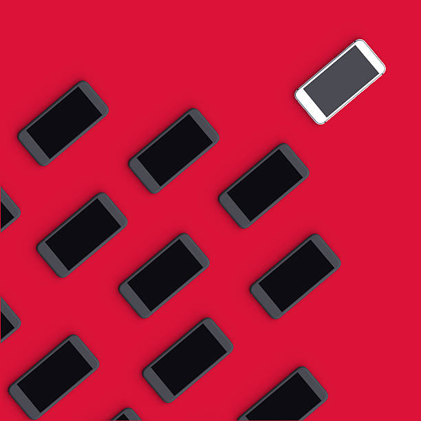 istock Abstract background with black and white mobile phones. 3d illustration. 533854832