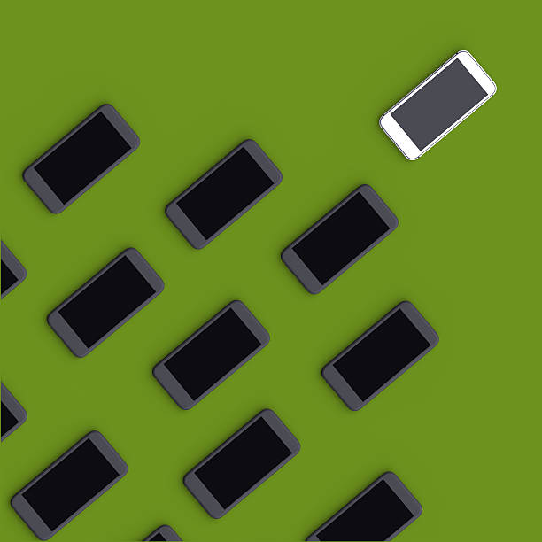 istock Abstract background with black and white mobile phones. 3d illustration. 533854922