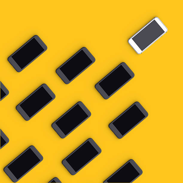 istock Abstract background with black and white mobile phones. 3d illustration. 533854974
