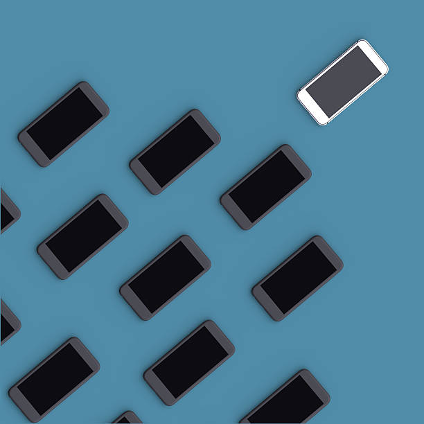istock Abstract background with black and white mobile phones. 3d illustration. 533855014