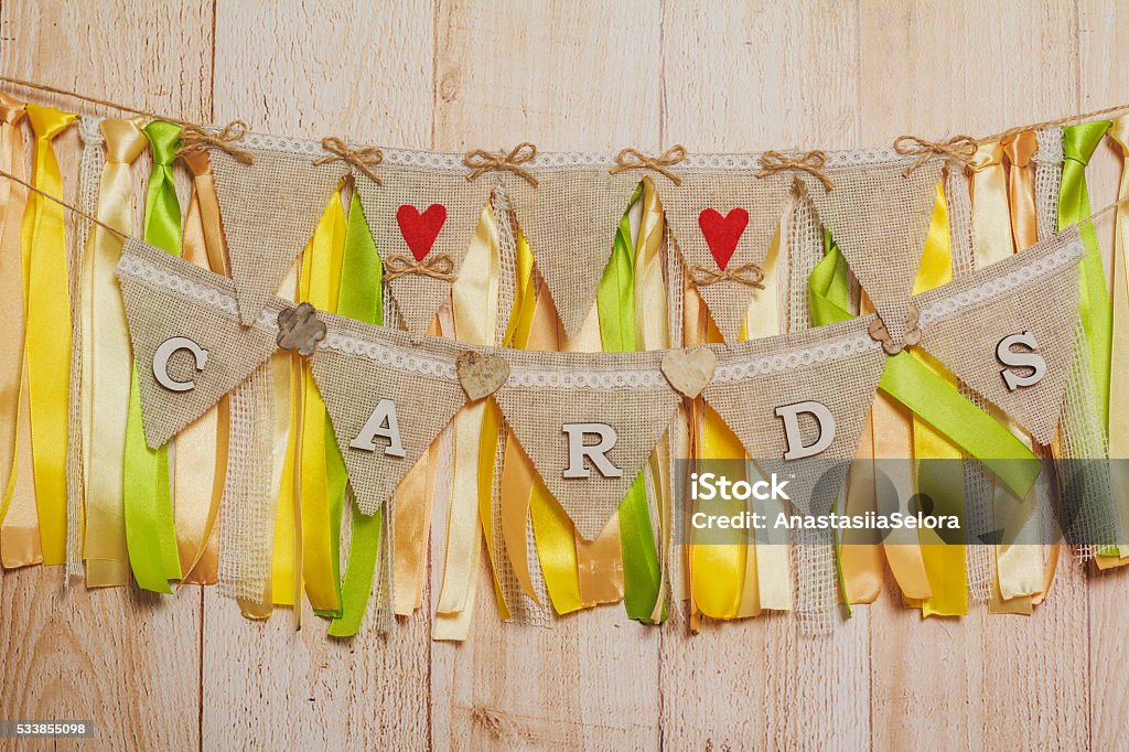 Letter Ribbon Sign Cards White Wedding Letters Hanging Sign With Ribbons Stock Photo ...