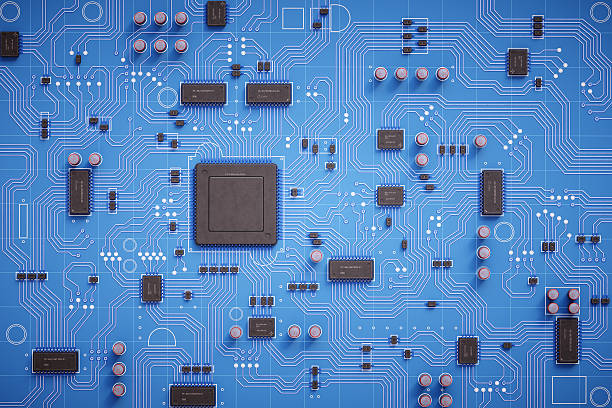 simples placa de circuito vista de cima - circuit board computer chip mother board electrical component imagens e fotografias de stock