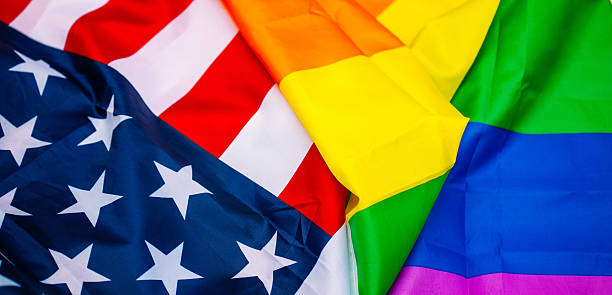istock Flags of Gay Pride and the US 533858824