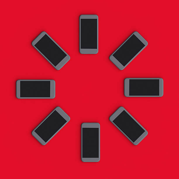 istock Smartphones are placed in circle. Abstract background with mobile device. 533858864