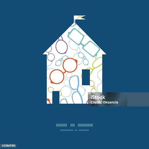 Vector Colorful Glasses House Silhouette Pattern Frame Stock Illustration - Download Image Now