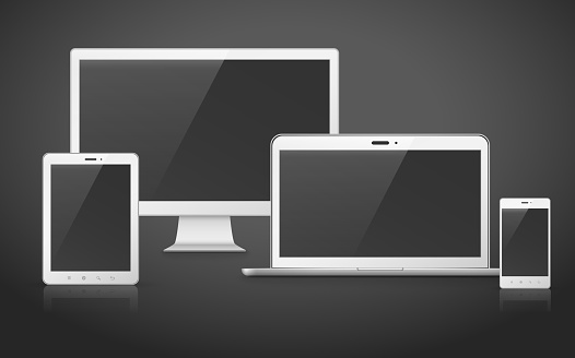 Device Type Background Modern Device Set Over Black Background Stock Illustration - Download ...