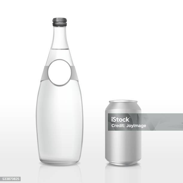 Glass Bottle And Can With Blank Label Stock Illustration - Download Image Now - 2015, Blank, Bottle