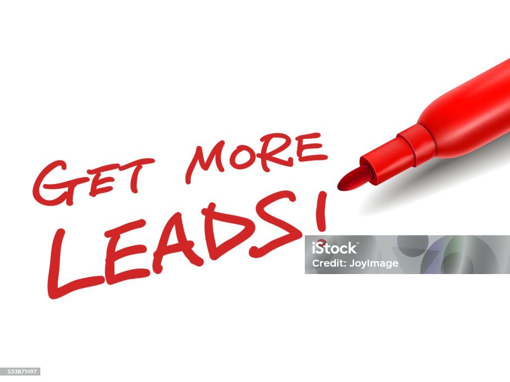 the words get more leads with a red marker the words get more leads with a red marker over white Panning for Gold stock vector