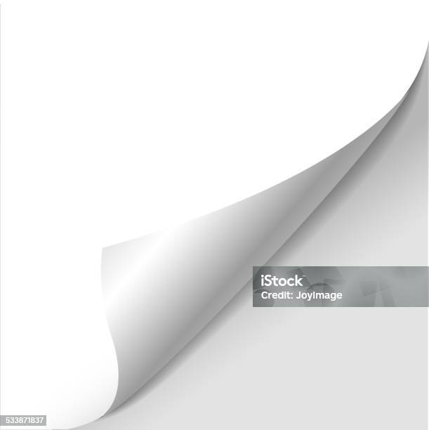 Blank Sheet Of Paper With Page Curl Stock Illustration - Download Image Now - 2015, Book, Business