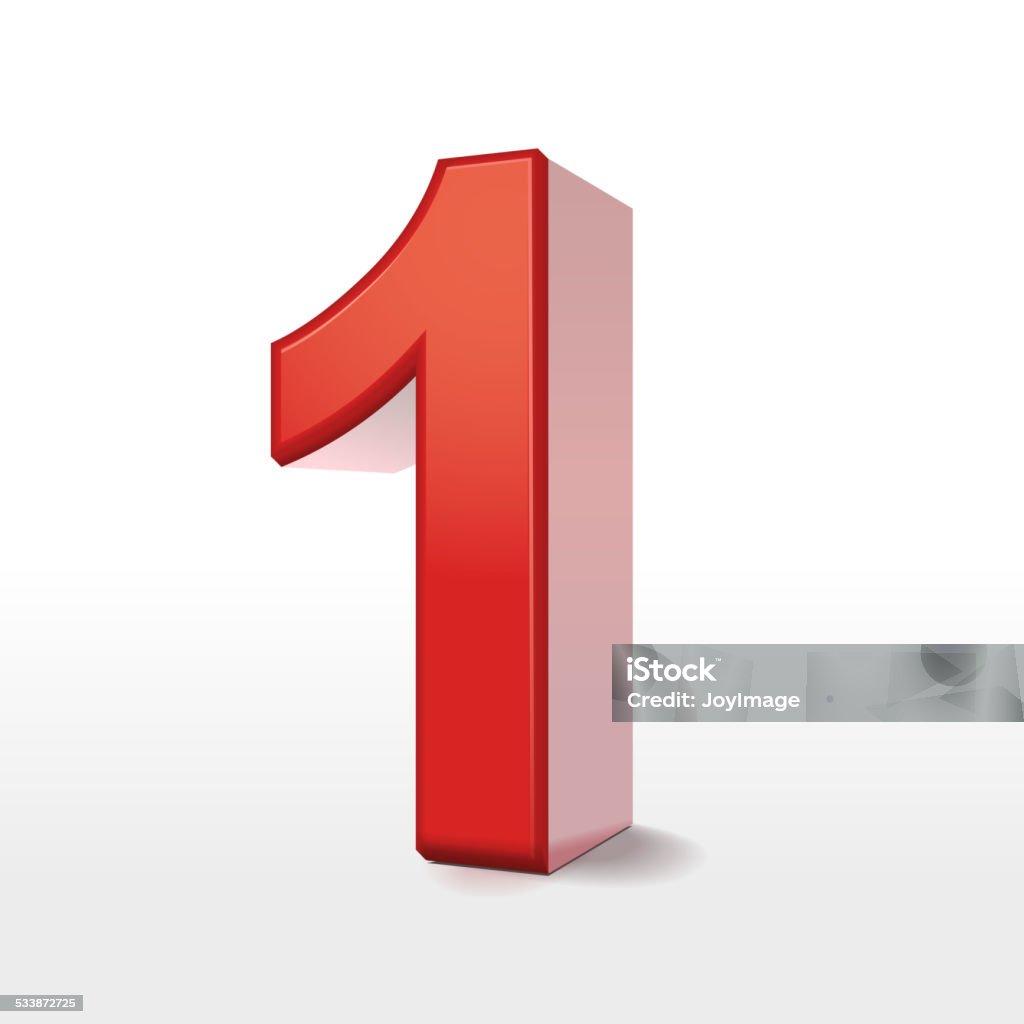 red 3d number 1 red 3d number 1 isolated on white Number 1 stock vector