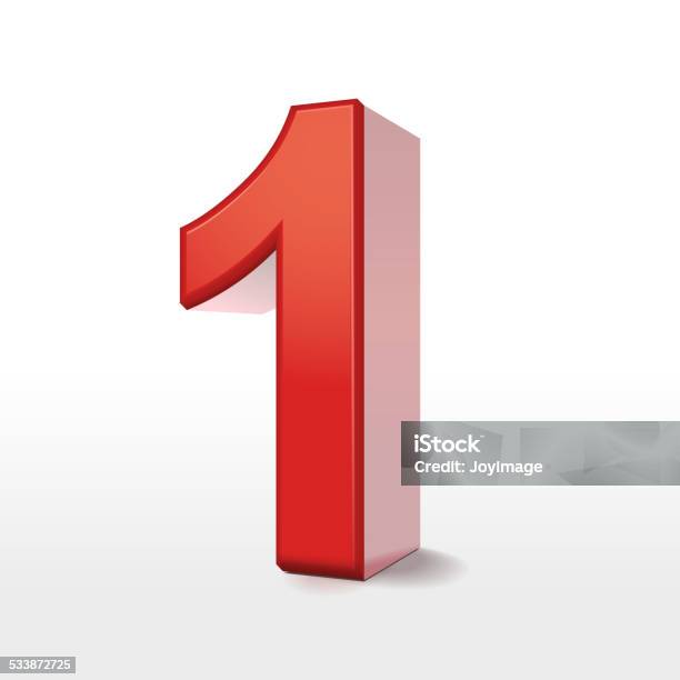 Red 3d Number 1 Stock Illustration - Download Image Now - Number 1, Single Object, Three Dimensional