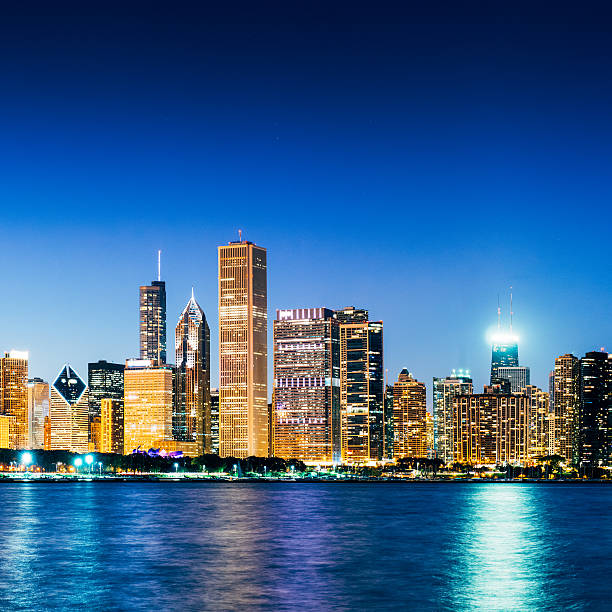 istock Chicago Skyline at dusk from Lake Michigan 533885021