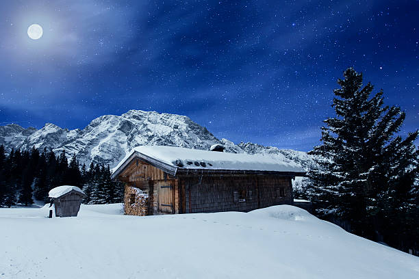 Mountain hut at Rossfeld in Berchtesgaden with mount göll in background, european alps