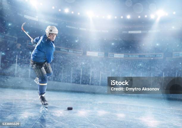 Ice Hockey Players In Action Stock Photo - Download Image Now - Hockey, Ice Hockey, Stadium