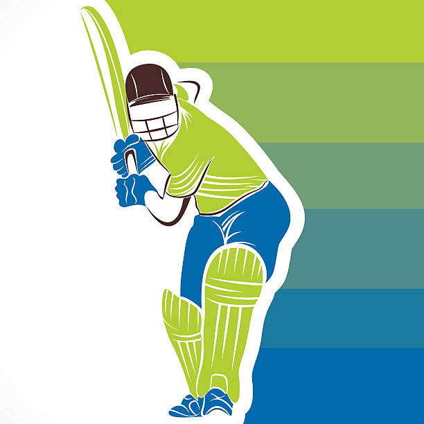 illustrazioni stock, clip art, cartoni animati e icone di tendenza di banner design creativo di cricket - battitore del cricket