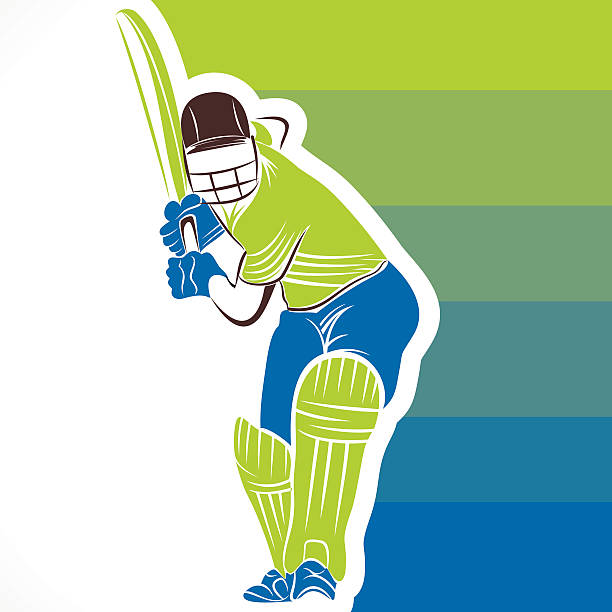 creative cricket banner design creative cricket player ready hitting position design vector batsman stock illustrations