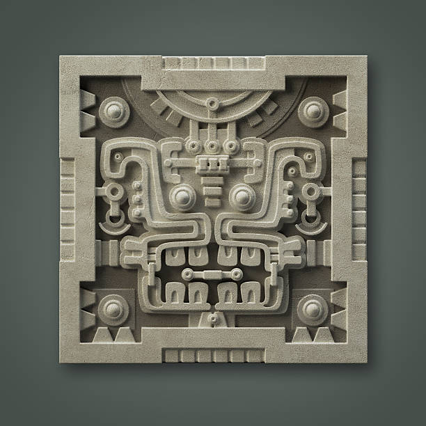 Aztec Bas Relief Tile 2 stock photo