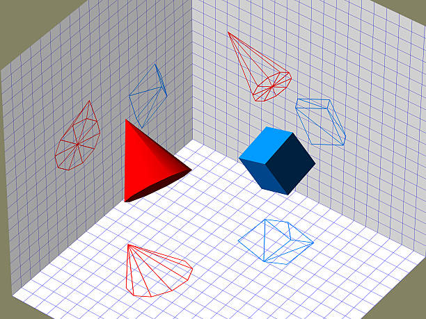 Descriptive geometry 3D projection Descriptive geometry 3D projection ortogonal stock pictures, royalty-free photos & images