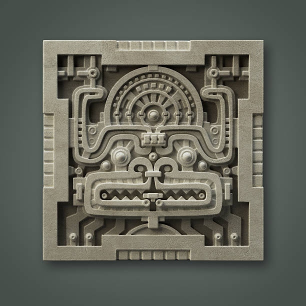 Aztec Bas Relief Tile stock photo
